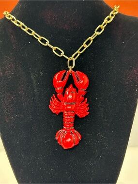 Rock Lobster! Fantastic red enamel lobster necklace